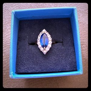 Sapphire and diamond ring in 10k gold.